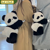 古力古力正版熊猫抱竹趴趴背包，双肩小毛绒，玩偶公仔可爱书包包