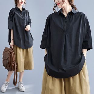 小菲家~2023夏季黑色衬衫，女设计感小众，港风复古上衣休闲衬衣