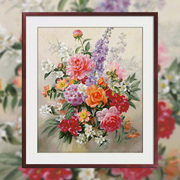 dmc十字绣套件卧室卧室精准印花植物花卉威廉姆斯的花-彩色花束
