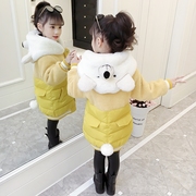 女童棉衣冬装2023韩版中长款洋气女孩羽绒棉棉服宝宝棉袄外套