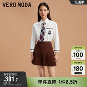 veromoda奥莱衬衫女春秋，海军学院风刺绣，胸兜七分袖上衣百搭