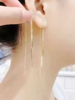韩国流苏耳环长款女气质简约线条，耳坠夏季款显脸瘦纯银针防丢耳线