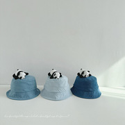 春夏宝宝遮阳帽子卡通立体熊猫，儿童牛仔渔夫帽夏季可爱防晒盆帽
