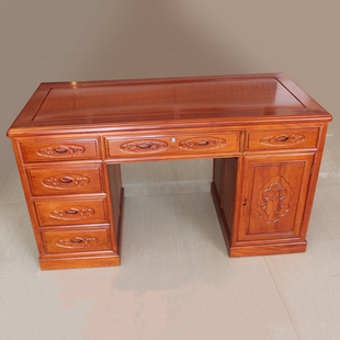 红木家具书桌花梨木色实木办公桌，菠萝格全实木，写字台电脑桌写字桌