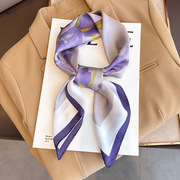 紫色水仙花丝巾女70小方巾，韩版春秋薄款护颈围巾职业空姐装饰领巾