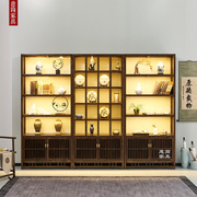 新中式实木博古架茶具架榆木家具，置物多宝阁柜茶室茶叶架子展示架
