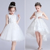 超仙女孩演出服小学生花童洋气白色公主裙女生婚纱钢琴表演服礼服