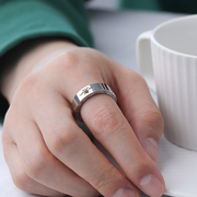 日韩小众潮流高级感大码闭口钛钢单身食指戒指男生冷淡风个性刻字