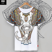 大象图腾泰国文化吉祥如意民族，风冰丝短袖，t恤衫男女薄款半袖衣服