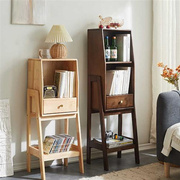 客厅小型书架沙发边柜立式收纳柜落地柜小书柜日式实木置物架矮柜