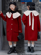 女童羊毛呢大衣秋冬女孩洋气，双面呢羊毛，大衣外套中大童呢大衣