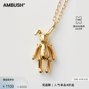AMBUSH男女同款金色兔子吊坠项链