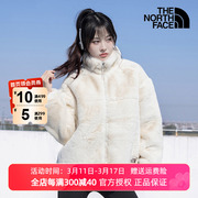 北面仿羊羔绒外套女装运动服，户外舒适保暖休闲夹克白色抓绒衣