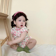 5-8-12个月夏季女宝宝，中国风复古旗袍连体衣爬服婴儿，a类纯棉衣服
