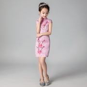 儿童改良旗袍女童中国风唐装，礼服薄款小女孩，古筝演出服宝宝旗袍裙