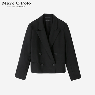 marco'polomop年，春季休闲时尚宽松女士，经典黑色短款小西装外套