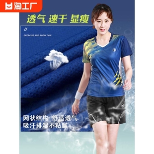 李宁羽毛球服套装速干女短袖排球网球乒乓球衣男款夏季运动服