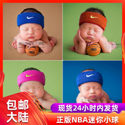 2020新生儿童摄影服装 婴儿宝宝满月百天摄影服饰NBA主题篮球头饰