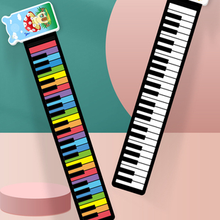 云之曲49键彩虹手卷，钢琴加厚键盘儿童，初学者入门练习便携式软钢琴