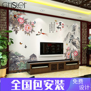 新中式花鸟电视背景墙壁纸现代简约5d墙纸壁画客厅装饰画影视墙布
