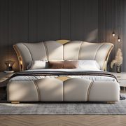 轻奢真皮床现代简约主卧1.8米双人床2米大床储物高端意(高端意)式软包婚床
