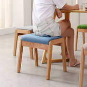 日式北欧实木凳子时尚客厅小椅子家用高方凳软面餐桌板凳成人