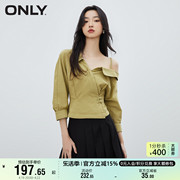 ONLY奥莱夏季时尚修身中国风不规则露肩牛仔衬衫女