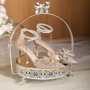 银色大码高跟鞋女夏季2023年伴娘18岁成年礼婚纱水晶新娘婚鞋
