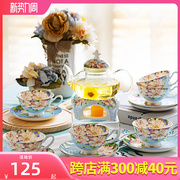 花茶壶套装水果茶壶花茶杯家用英式下午茶茶具欧式玻璃壶耐热蜡烛