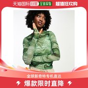香港直邮潮奢monki女士monki网纱绿色漩涡印花长袖上衣
