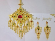 傣王妃泰国服饰搭配饰品金色耳夹款项链耳环套装
