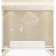 新中式卡其色壁纸定制壁画无缝墙布，花朵客厅卧室，电视背景墙纸墙布