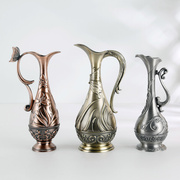 欧式花瓶高档合金装饰工艺摆设品中式古铜色复古创意花插摆件