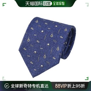 韩国直邮s.t.dupont运动t恤23大田dupont领带，海军蓝印花领带