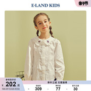 elandkids衣恋童装，秋季女童复古海军领花边长袖衬衫