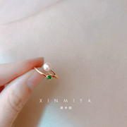 馨米娅天然珍珠戒指女食指均码时尚潮简约小众设计开口不掉色