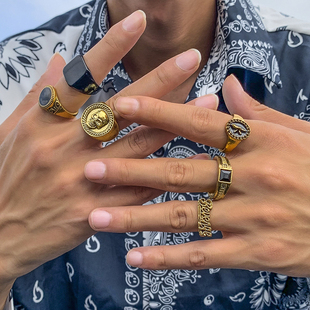 男士6件套复古戒指套装欧美夏季万圣节搞怪嘻哈风格指环组合