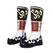 男士藏族舞蹈靴子平跟民族舞台演出鞋西藏风情马靴跳舞高筒靴蒙古