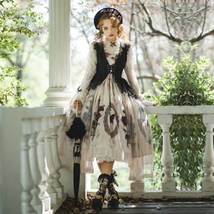 原创玫瑰标本lolita优雅宫廷，洋装op仙甜美礼服，公主长袖日常连衣裙