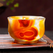 天然玛瑙原石手工一体雕刻茶杯小摆件俏色红玛瑙大肚杯子创意礼物