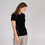 挪威Safa女士短袖羊毛透气速干夏季贴身天丝T恤大码黑色运动简约