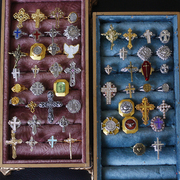 如意意大利Vatican欧美十字架西洋中古活口男女戒指vintage回流