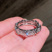 gentlefree珠宝定制18k金交叉(金交叉)双色排钻戒指16颗天然钻石满圈钻戒