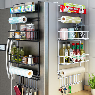 冰箱侧面挂置物架，厨房多层多功能家用调料，保鲜膜收纳挂架子