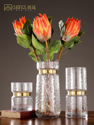 铜环花瓶褶皱创意花瓶花器工艺，玻璃装饰花瓶，北欧桌面花艺套装软装