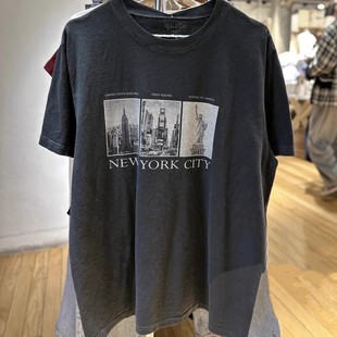 brandy girl黑色NEW YORK CITY印花纯棉短袖bm美式宽松T恤