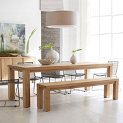 北欧实木办公桌现代简约 家用原木餐桌椅组合 小型会议桌长桌6人