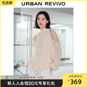 UR2024夏季女装时尚名媛魅力露肩绑带罩衫衬衫UWG240061
