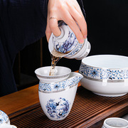青花瓷功夫茶具套装，家用办公室陶瓷茶壶，盖碗茶杯商务礼盒