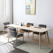小户型实木餐桌适宜家用北欧现代简约餐桌椅，组合长方形白蜡木桌子